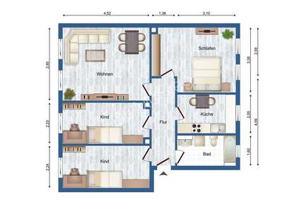 Renovierte 4 Zimmer Wohnung mit EBK in der Waldsiedlung